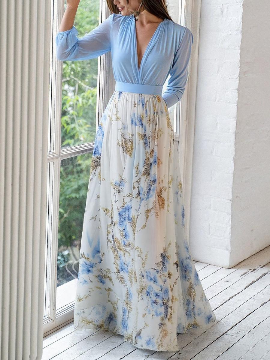 Women's Maxi Dress with Floral Print and Flowing Design