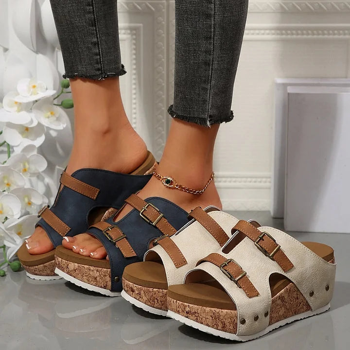 Women's Platform Wedge Sandals with Adjustable Straps and Cushioned Footbed