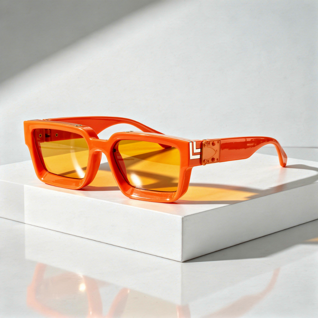 Square Sunglasses Gold Rivet Chevron Corner