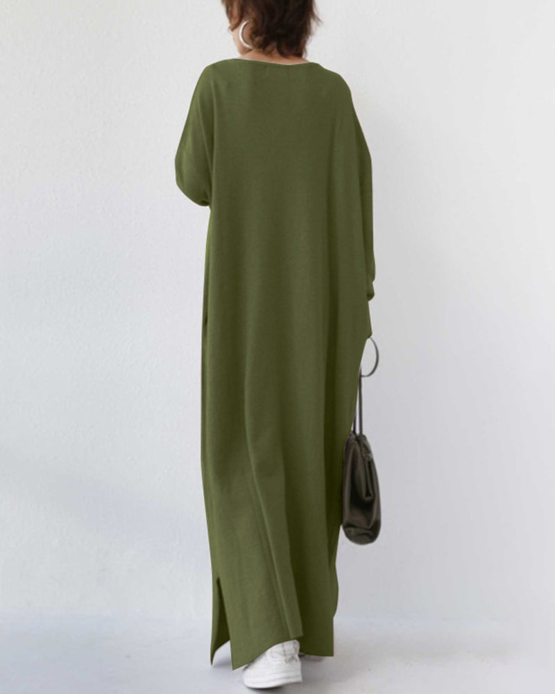 Women's Winter Maxi Dress with Long Sleeves and Flowing Design
