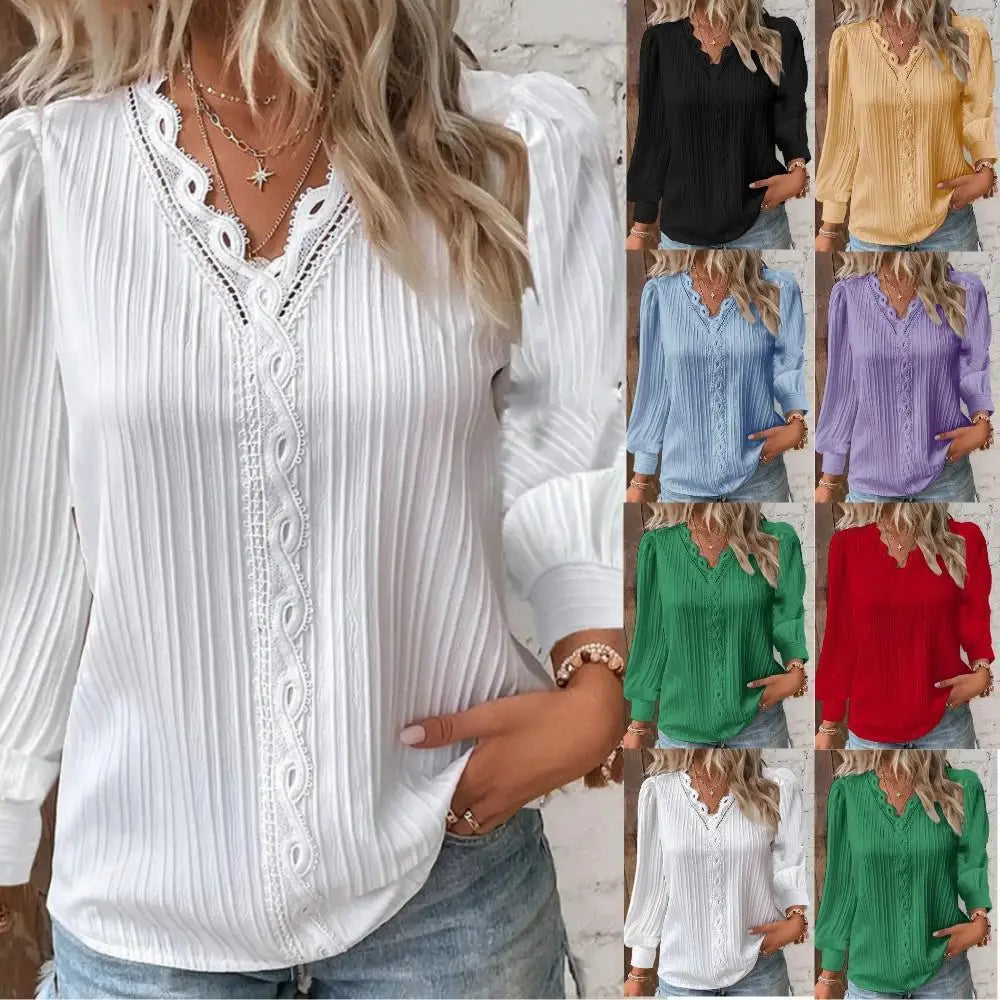 Women's Blouse with Chiffon and Lace Accents
