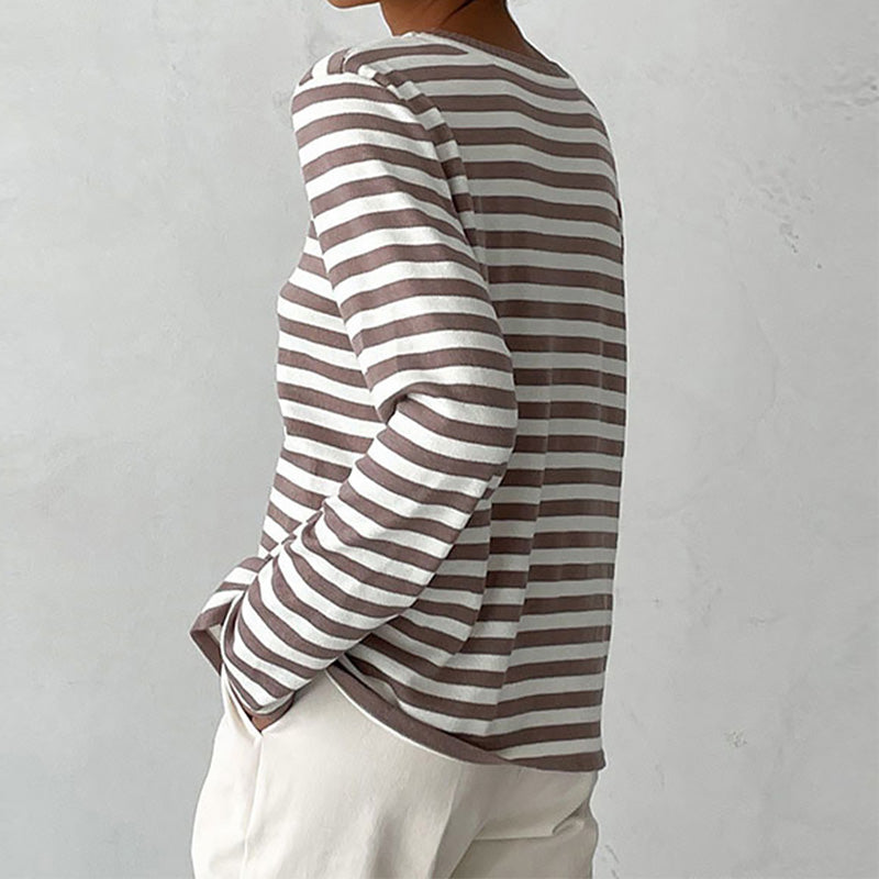 Women's Striped Summer T-Shirt with Short Sleeves and Soft Fabric