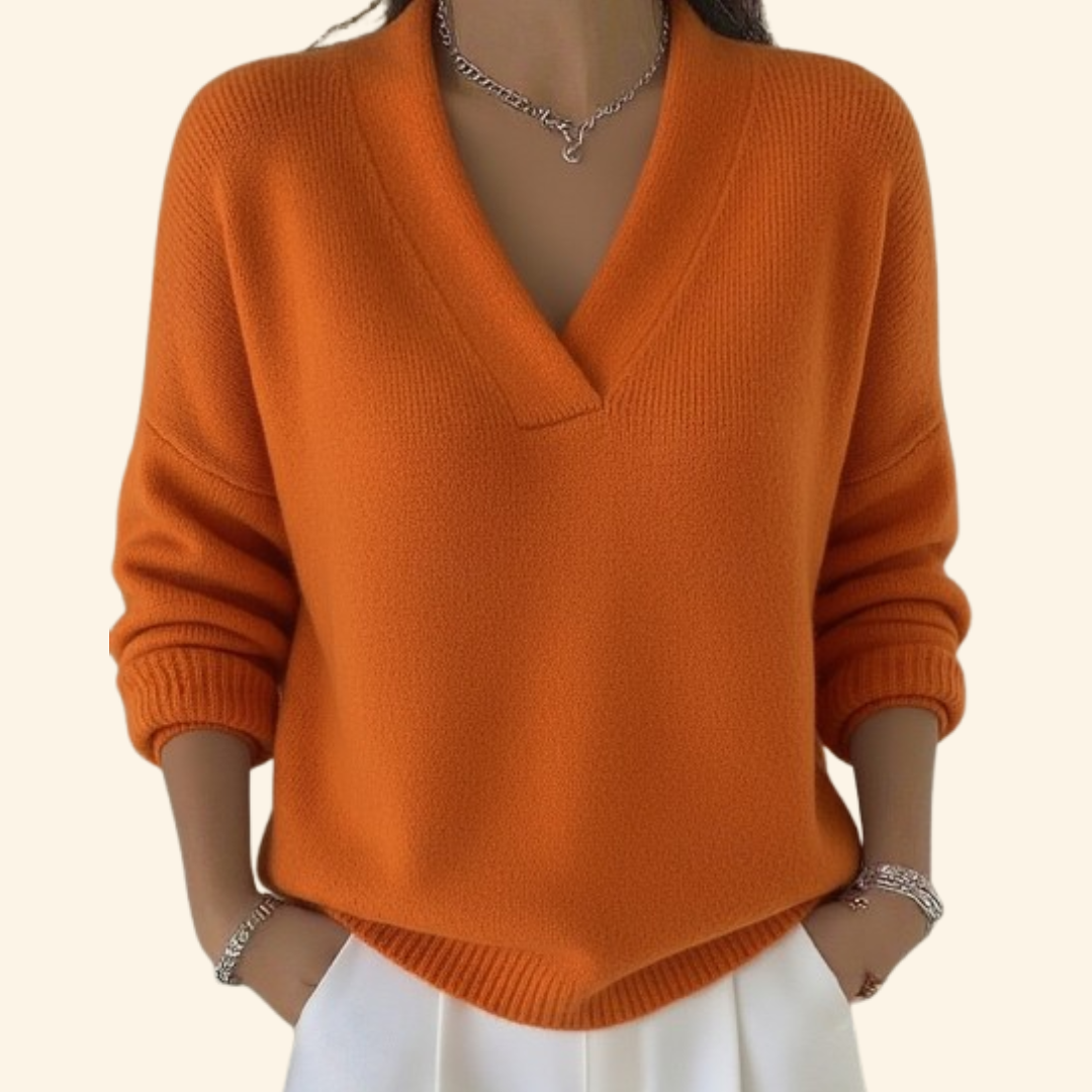 Women's V-Neck Blouse with Soft Fabric and Relaxed Fit