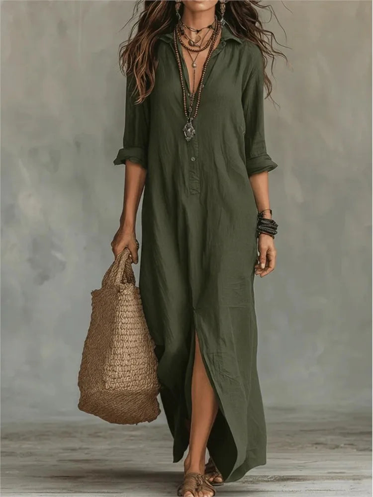 Agnes Linen Long Shirt Dress