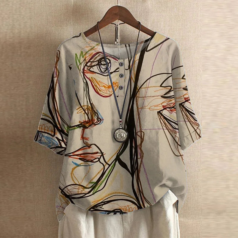 Women's Retro-Inspired Blouse with Button Details and Soft Fabric