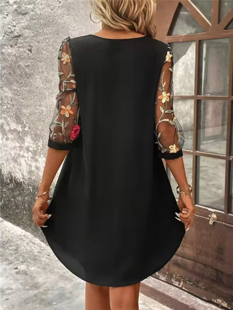 Women's V-Neck Dress with Eye-Catching Sleeves and Versatile Style