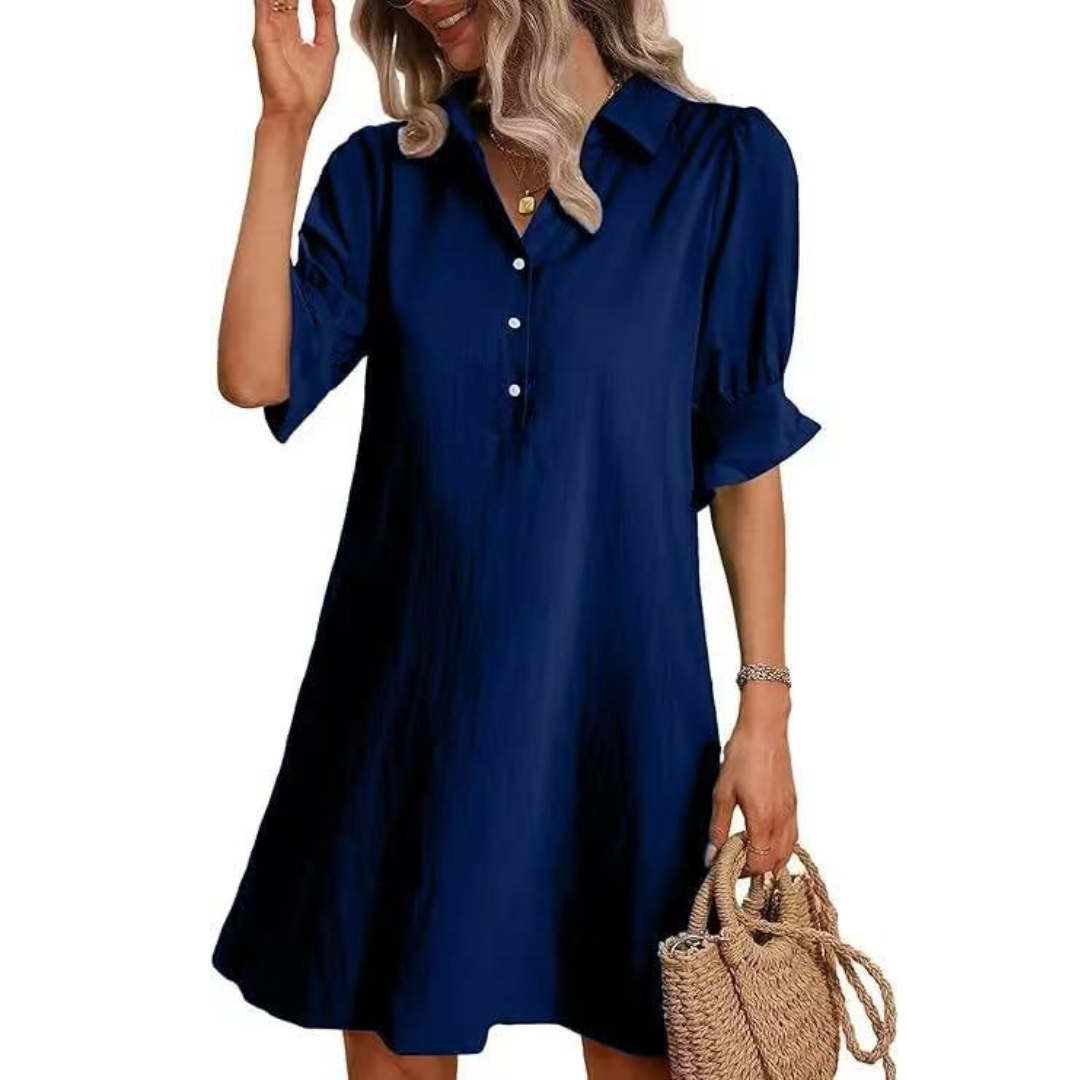 Women's Midi Dress with Side Slit and Fitted Design
