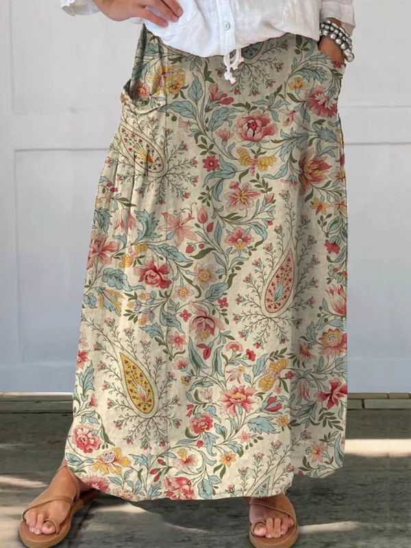 Blair | Floral Print Skirt with Pocket Design and Vintage Style