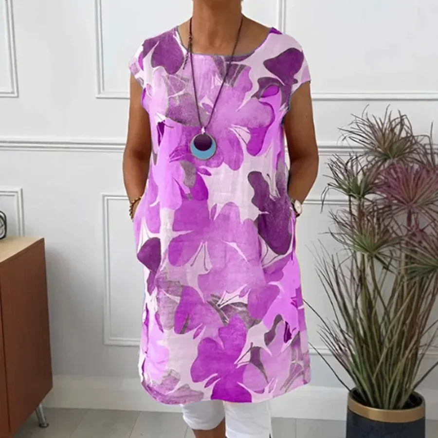 Women's Summer Dress with Lightweight Fabric and Sleeveless Design
