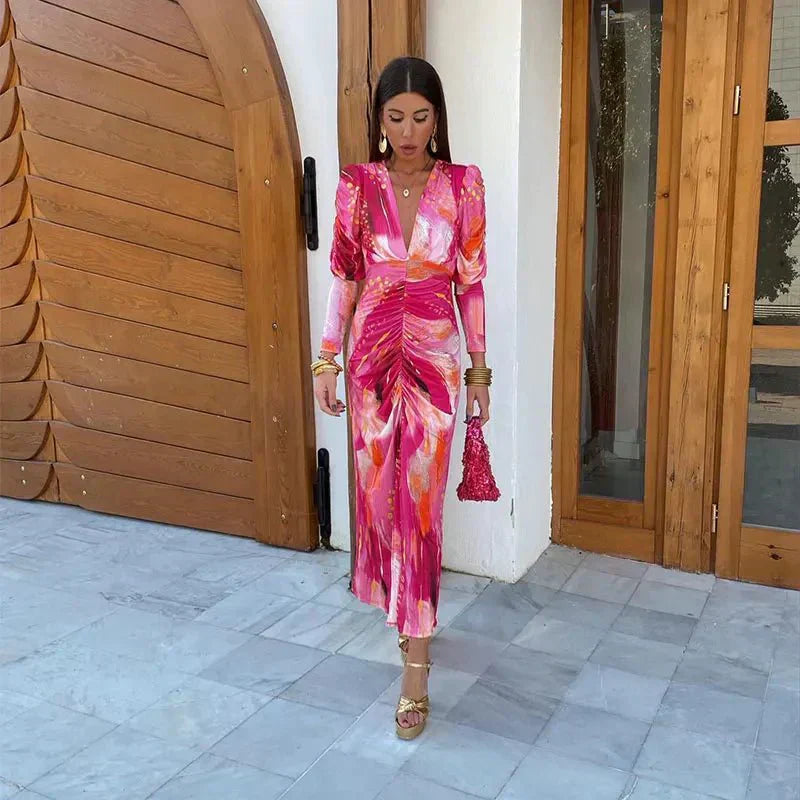 Women's Maxi Dress with Wrap Design and Evening Style