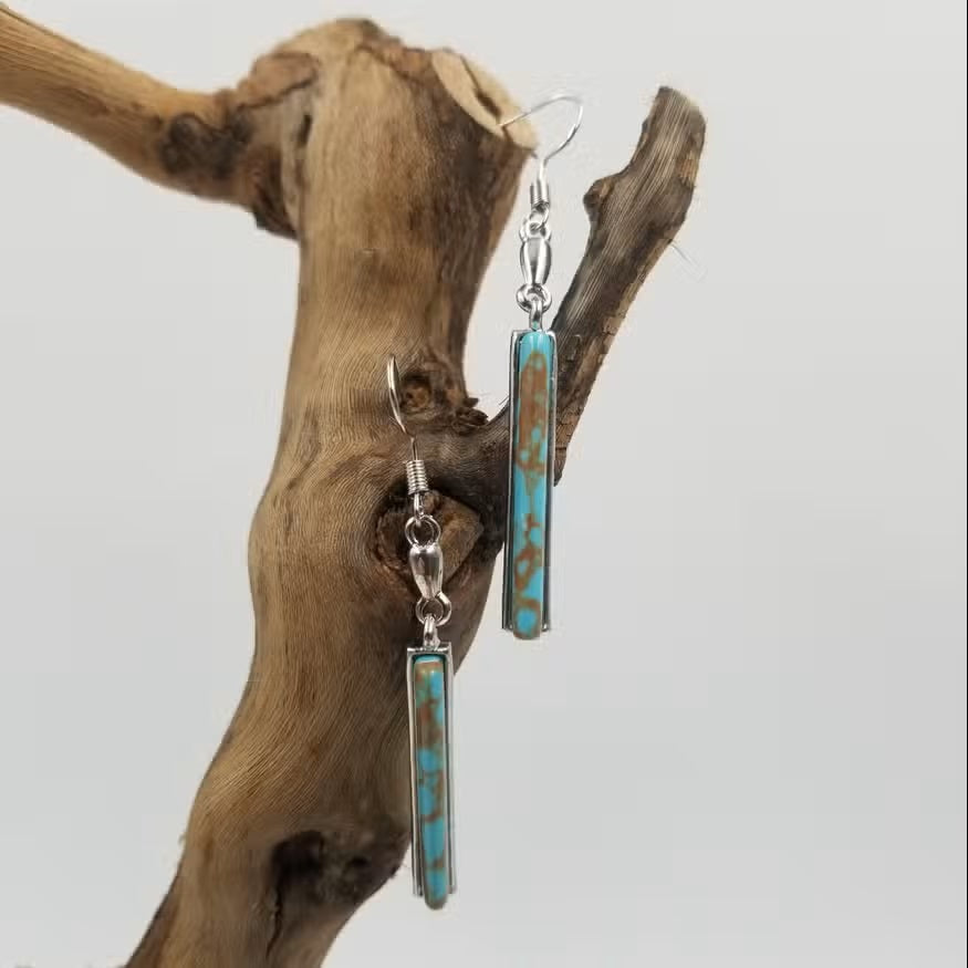 Women's Vintage Turquoise Earrings with Unique Design and Artisan Craftsmanship