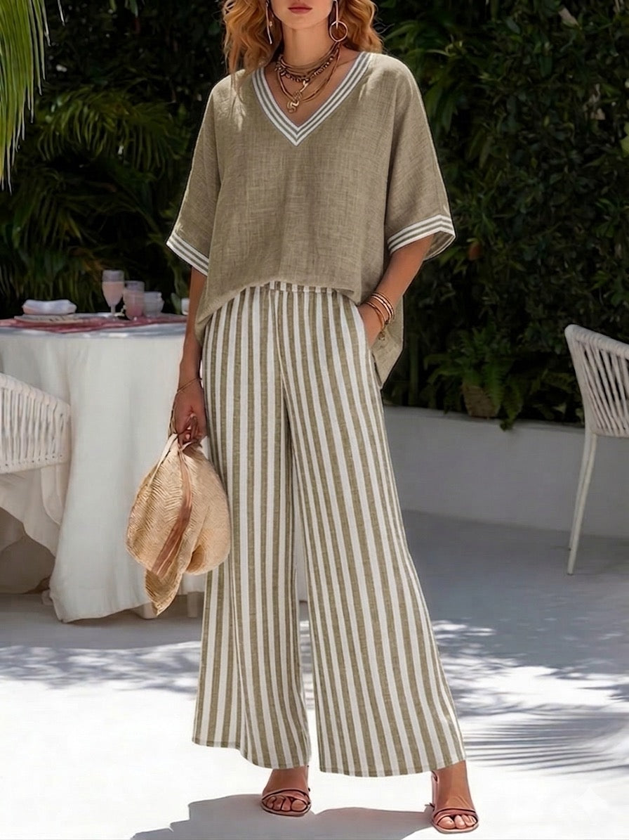 Women’s Elegant Linen Two-Piece Set | Chic Summer Co-Ord Outfit