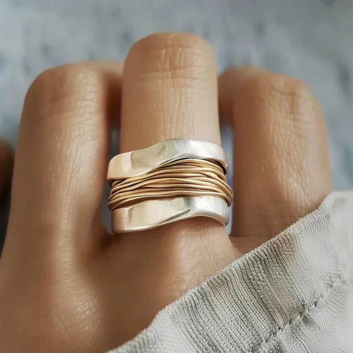 Women's DualTone Ring with Unique Design and Versatile Style