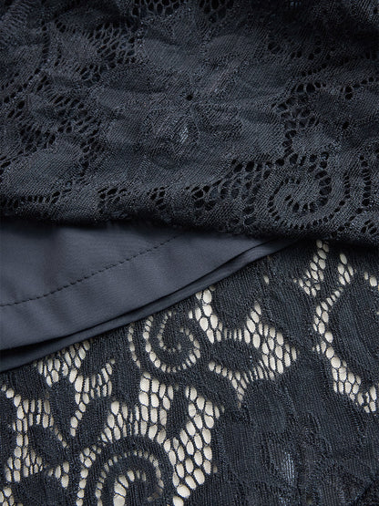 Vintage-Inspired Bohemian Intricate Lace Textured Pattern Sleeveless Waistband Midi Dress