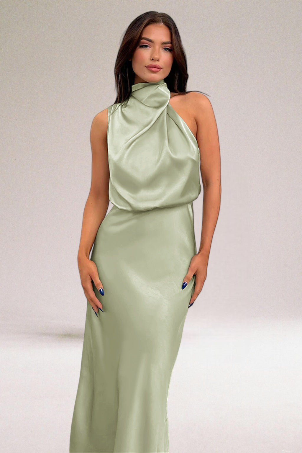Women's Halter Neck Dress with Adjustable Straps and Flowy Design