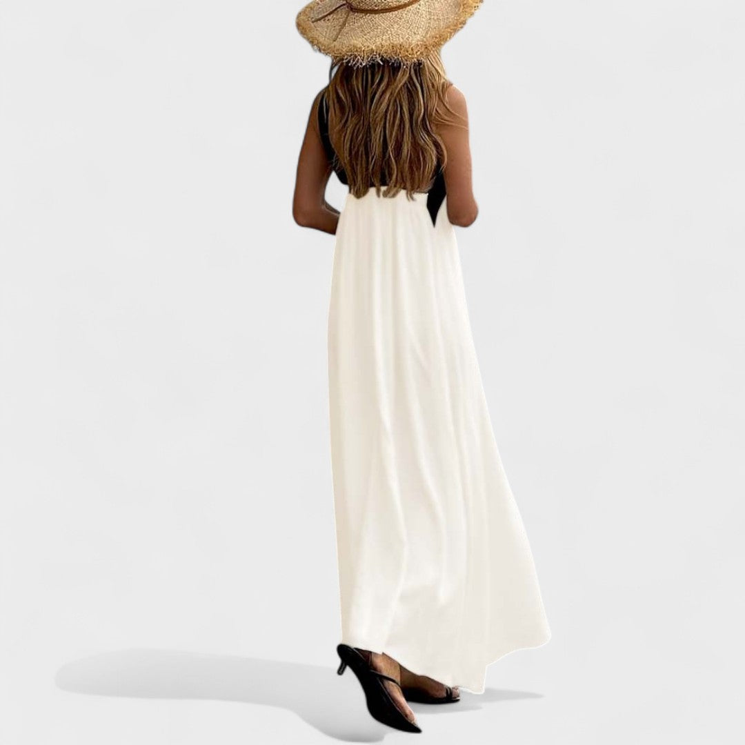 Women's Cross-Neck Maxi Dress with Flowing Design and Versatile Style