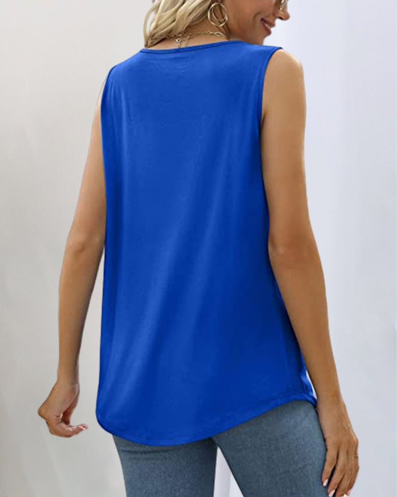Women's Sleeveless Top with Square Neckline and Lightweight Fabric