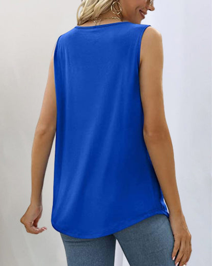 Women's Sleeveless Top with Square Neckline and Lightweight Fabric