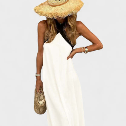 Women's Cross-Neck Maxi Dress with Flowing Design and Versatile Style