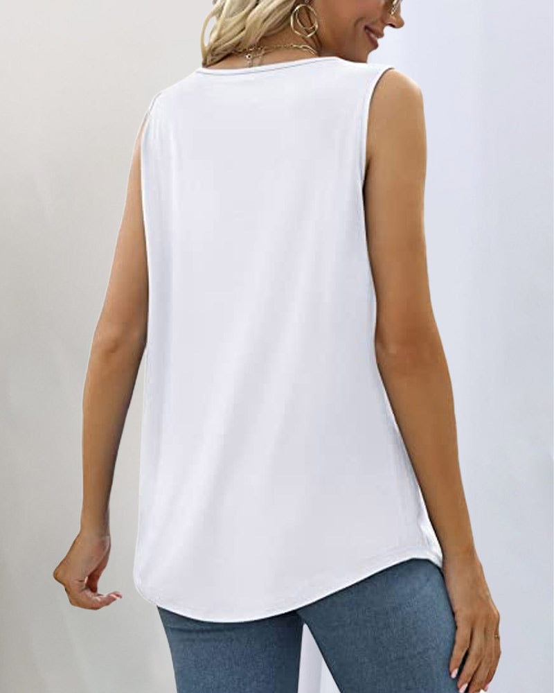 Women's Sleeveless Top with Square Neckline and Lightweight Fabric