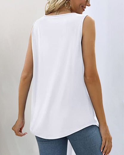 Women's Sleeveless Top with Square Neckline and Lightweight Fabric