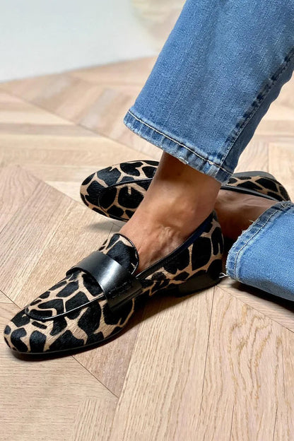 Women's Cow Print Loafers with Comfortable Fit and Versatile Design