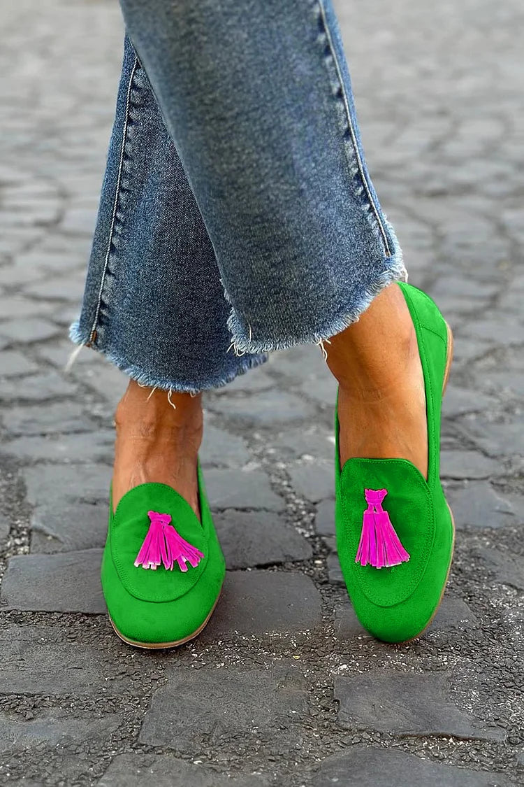 Women's Tassel Accent Loafers with Slip-On Design and Versatile Style