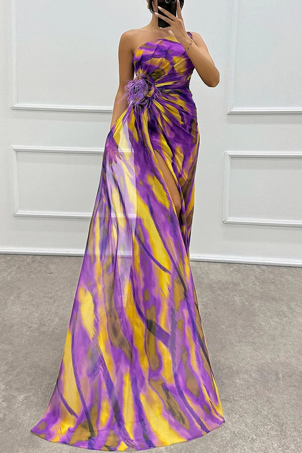 Elegant Vibrant Flowy A-Line Maxi Dress for Women's Wedding Guests