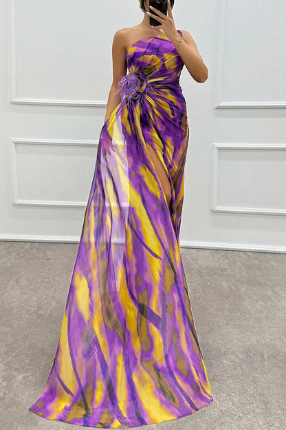 Elegant Vibrant Flowy A-Line Maxi Dress for Women's Wedding Guests