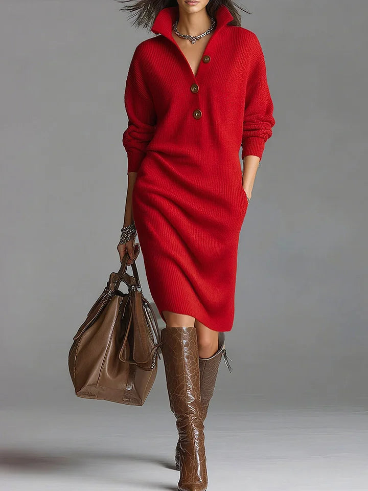 Chic Opulent Knit Breathable Velvet Textured Flattering Silhouette Sweater Dress