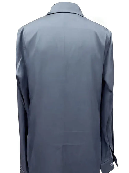 Women's V-Neck Blouse with Satin Finish and Elegant Design