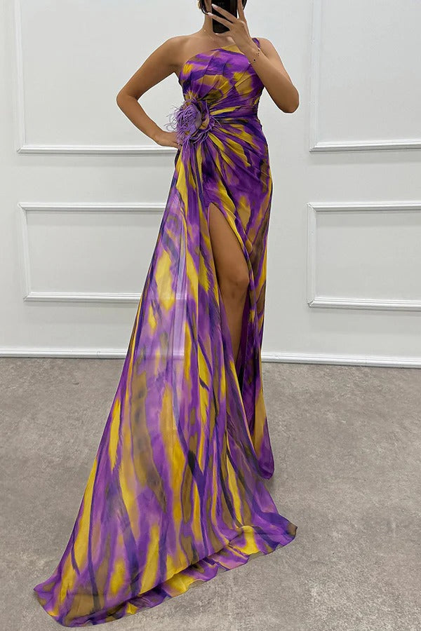 Elegant Vibrant Flowy A-Line Maxi Dress for Women's Wedding Guests