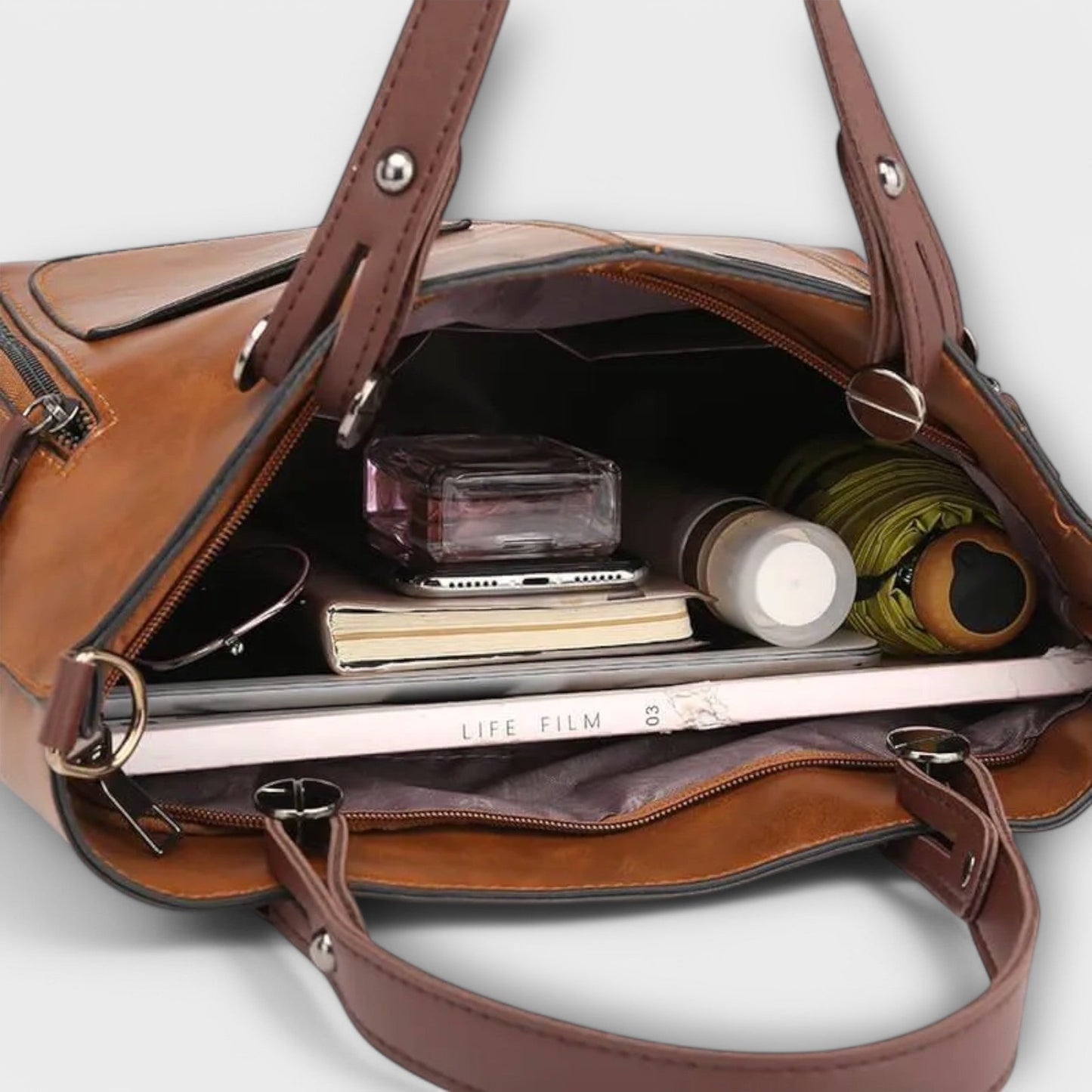 Women's Functional Handbag with Multiple Pockets and Adjustable Strap