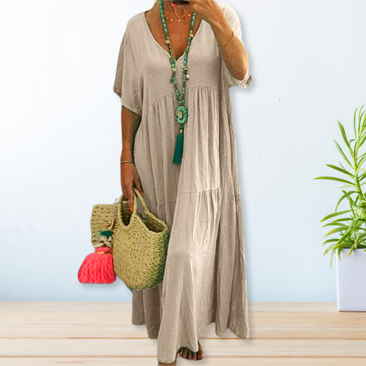 Women's Draped Dress with Flowing Design and Versatile Style