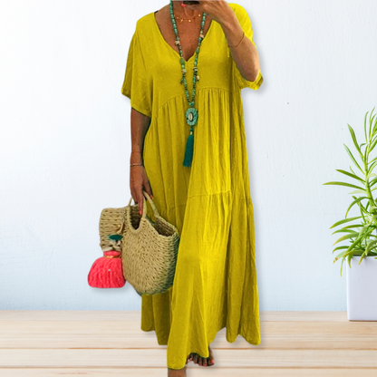 Women's Draped Dress with Flowing Design and Versatile Style