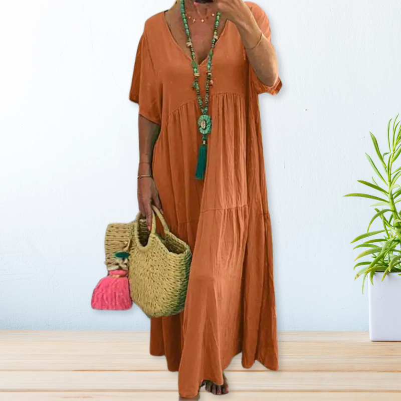 Women's Draped Dress with Flowing Design and Versatile Style