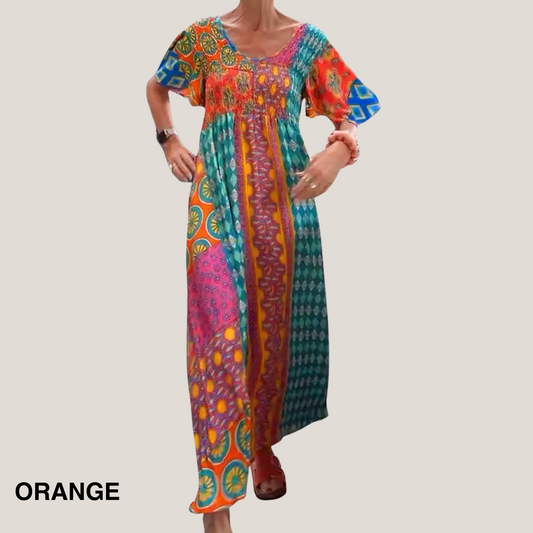 Women's Paisley Midi Dress with Flowy Design and Versatile Style