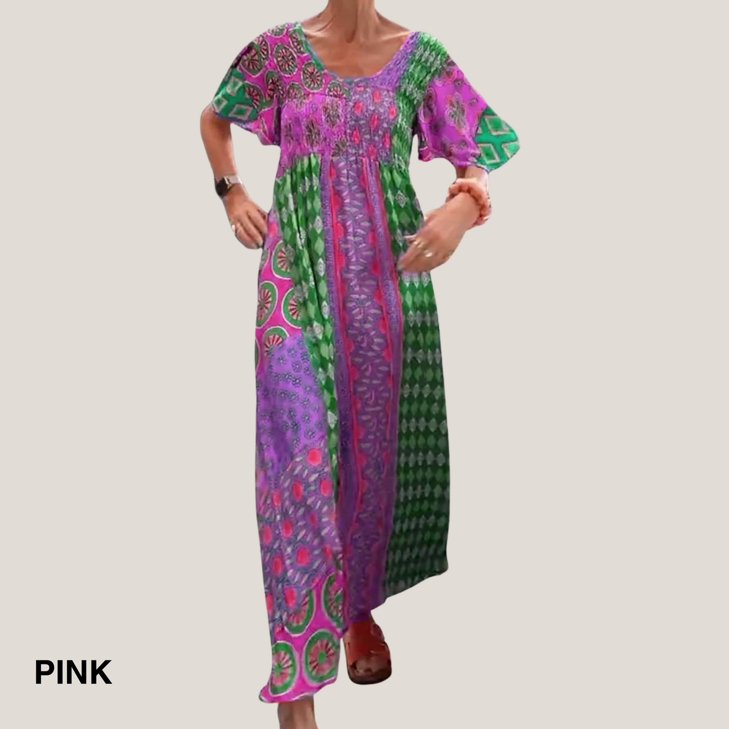 Women's Paisley Midi Dress with Flowy Design and Versatile Style