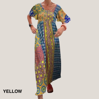 Women's Paisley Midi Dress with Flowy Design and Versatile Style