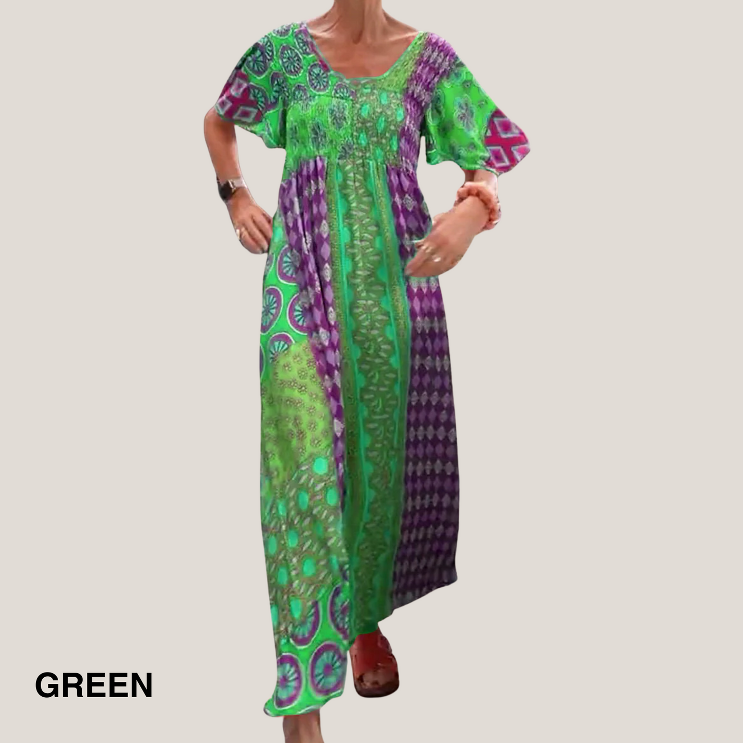 Women's Paisley Midi Dress with Flowy Design and Versatile Style