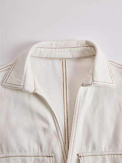 Retro High-End Fashion Tassel Splicing Denim Mini Dress