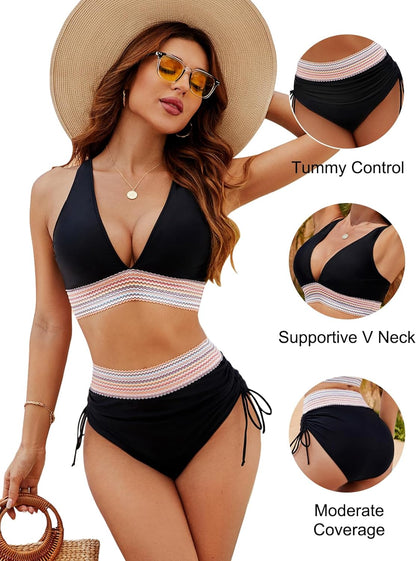 Women's Bikini Set with Tummy Control and Adjustable Straps