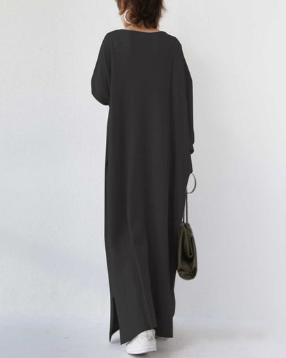 Women's Winter Maxi Dress with Long Sleeves and Flowing Design