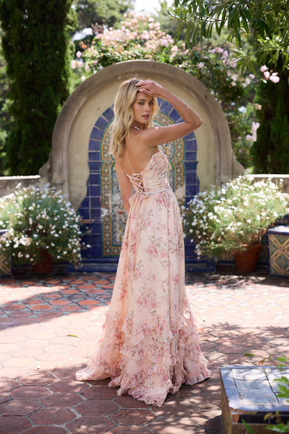 Women's Casual Dress with Tapestry Design and Flared Skirt