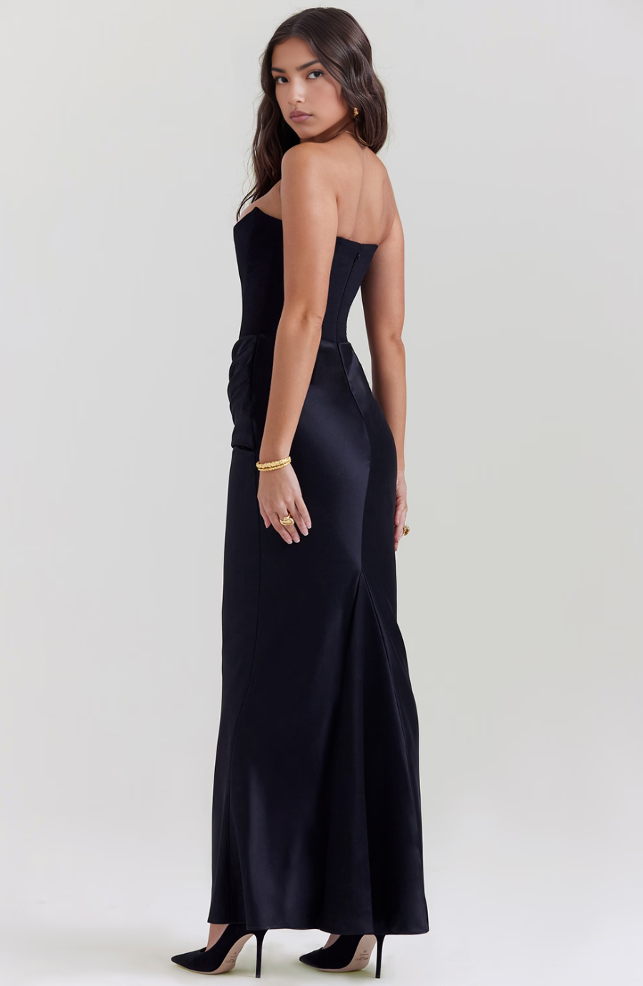 Timeless Chic Strapless A-Line Lace Wedding Guest Midi Evening Dress