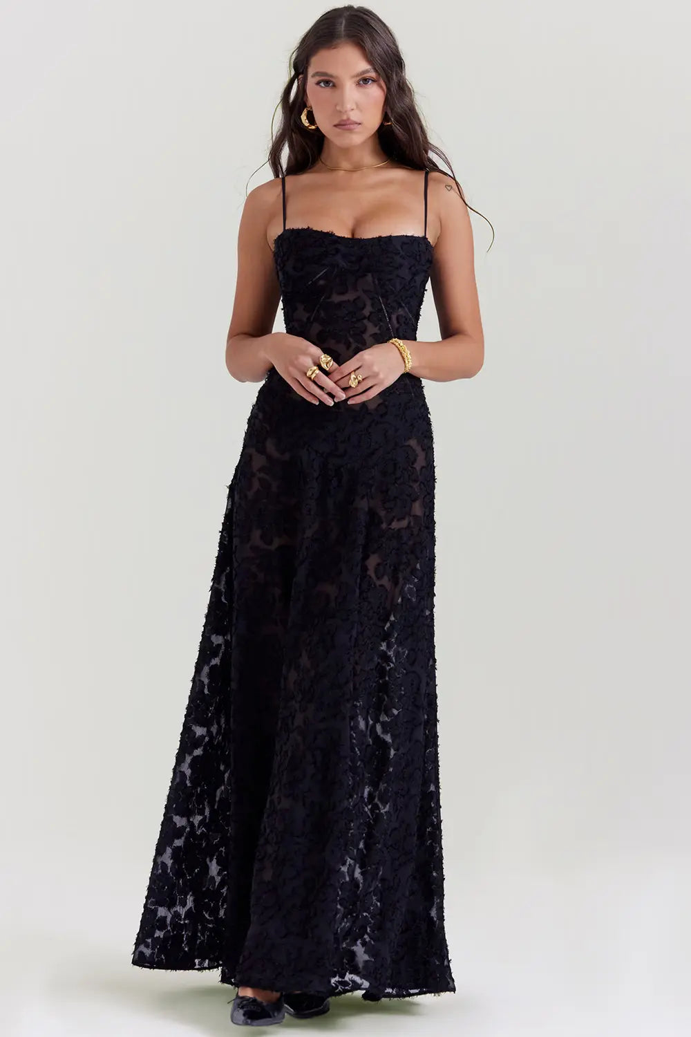Women's Long Summer Dress with Open Back and Adjustable Straps
