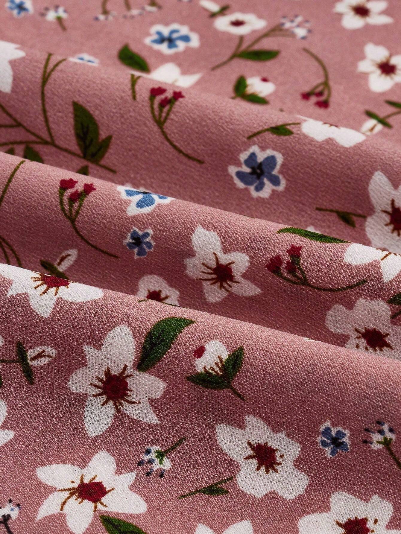 Women's Maxi Dress with Floral Print and Bishop Sleeves
