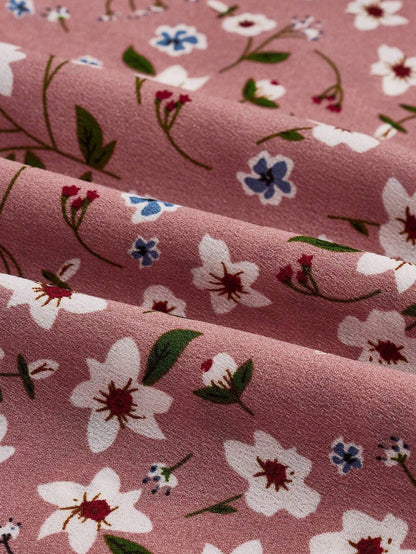 Enchanting Magnificently Smocked Midriff Floral Pattern Bishop Sleeves Maxi Dress