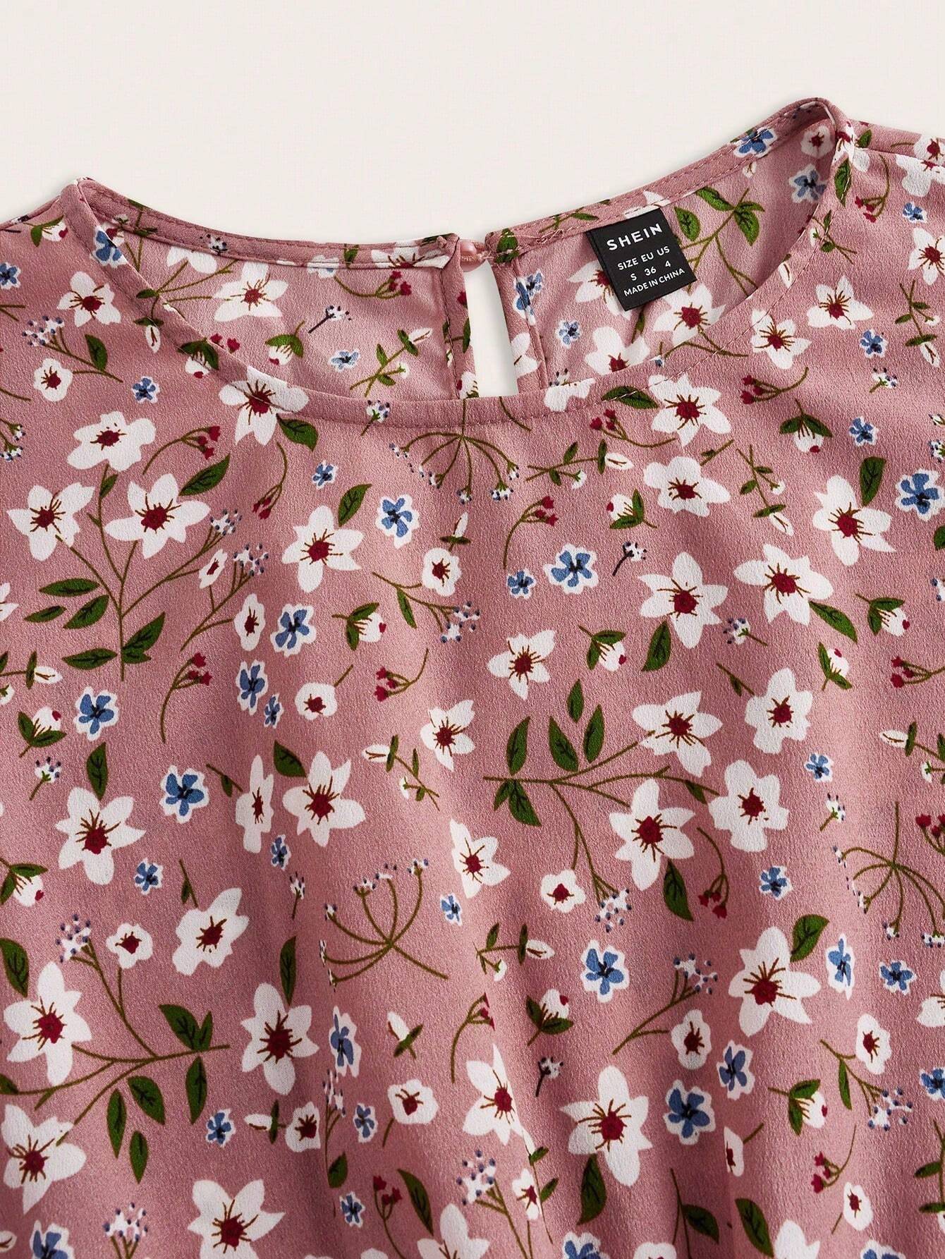 Women's Maxi Dress with Floral Print and Bishop Sleeves