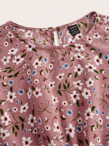 Enchanting Magnificently Smocked Midriff Floral Pattern Bishop Sleeves Maxi Dress